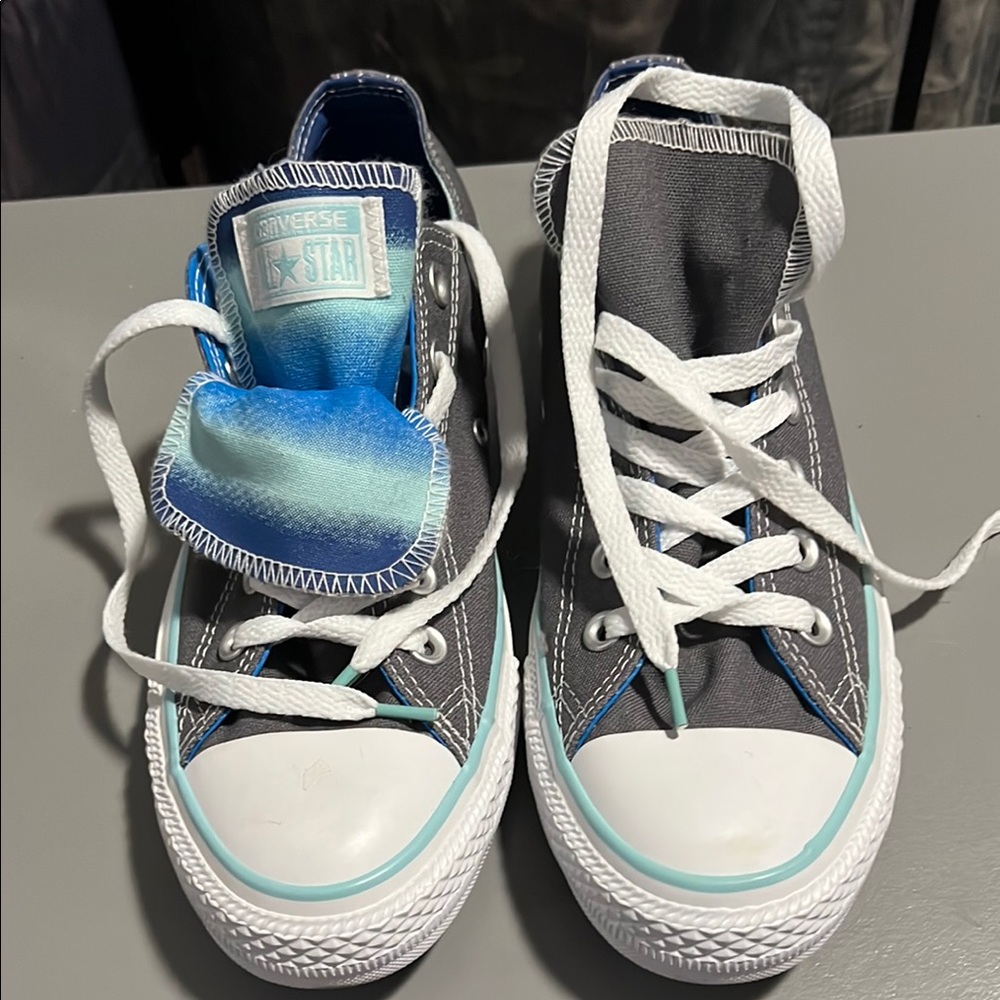 Converse Gray and Blues Double tongue Low -Top Sneakers **NEW**